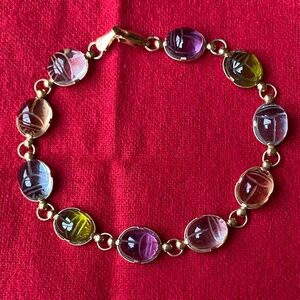 Multi-colored scarab bracelet (14k)